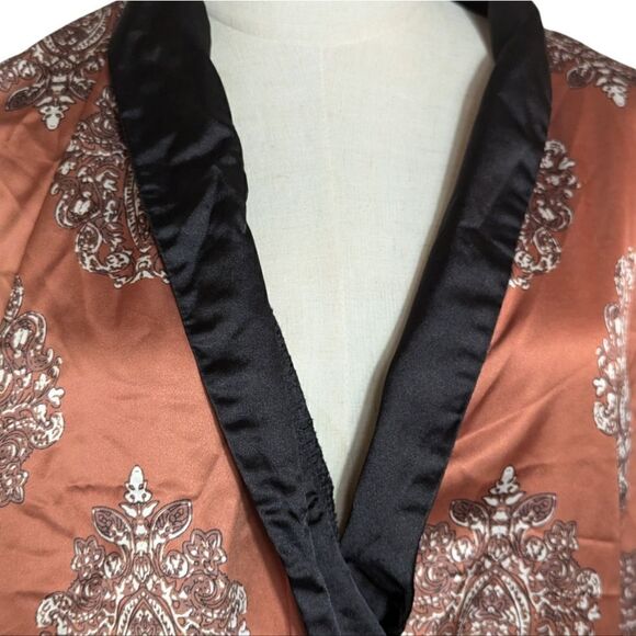 Club L London Brown and Black Satin Bed Jacket or Blouse - Picture 2 of 8